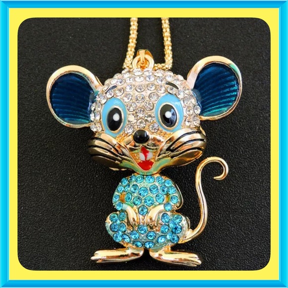 πΊπ΄πΊ ADORABLE CRYSTAL MOUSE PENDANT πΊπ΄πΊ - Picture 2 of 6